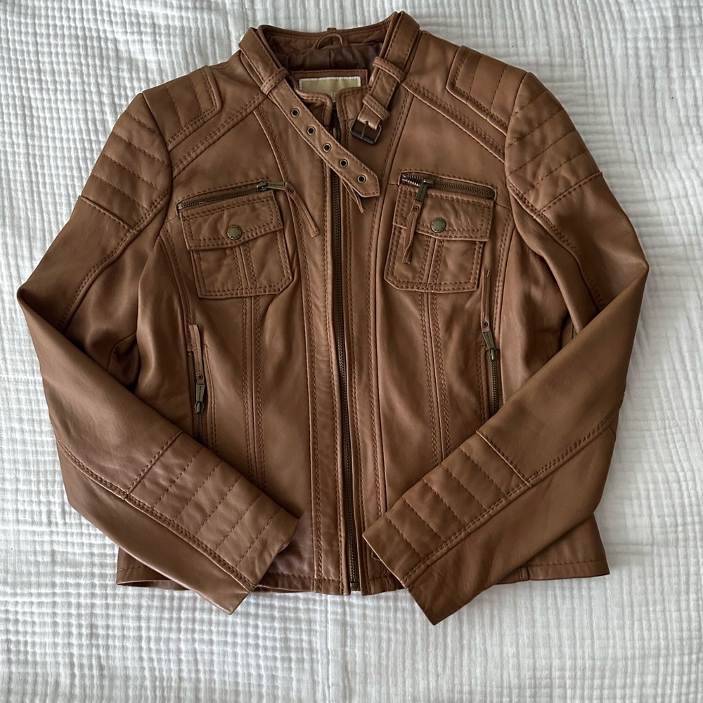 Michael Kors Tan Leather Jacket